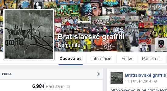 Facebook stránky Graffiti - Bratislavske Graffiti