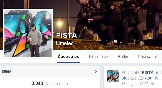 Facebook stránky Graffiti - Pista