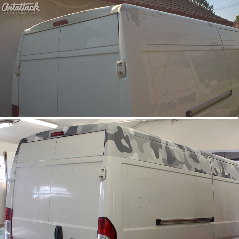 Grafity maľba na dodávke - maskáčový dizajn