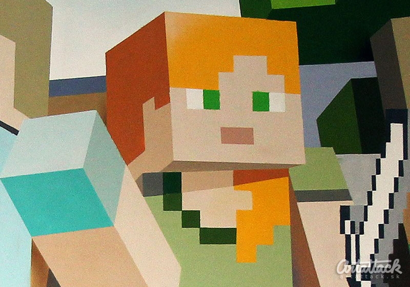 Maľba v detskej izbe na motívy hry Minecraft