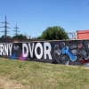 Pomaľovaný plot zberného dvoru v Bratislava - Petržalka