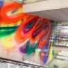 Expresívny prístup k maľbe - Katharina Grosse, stanica metra Chlodwigplatz, Kolín, Nemecko, 2015